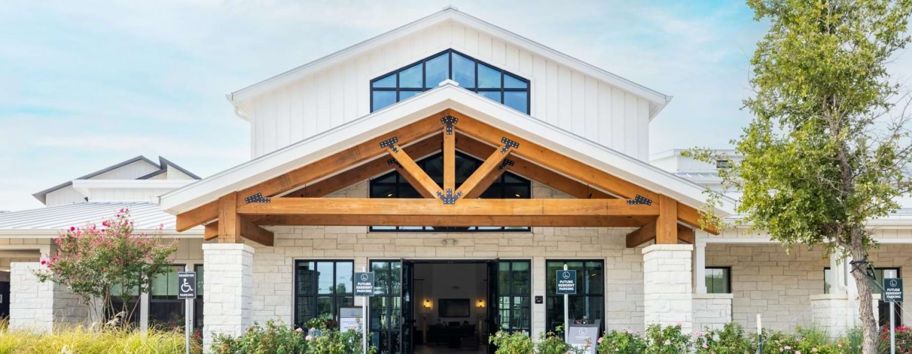 a building with a parking lot