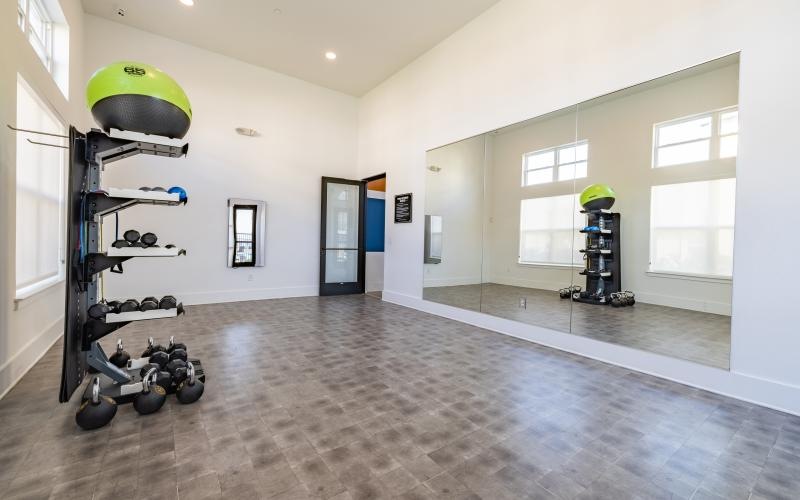 a room with exercise equipment